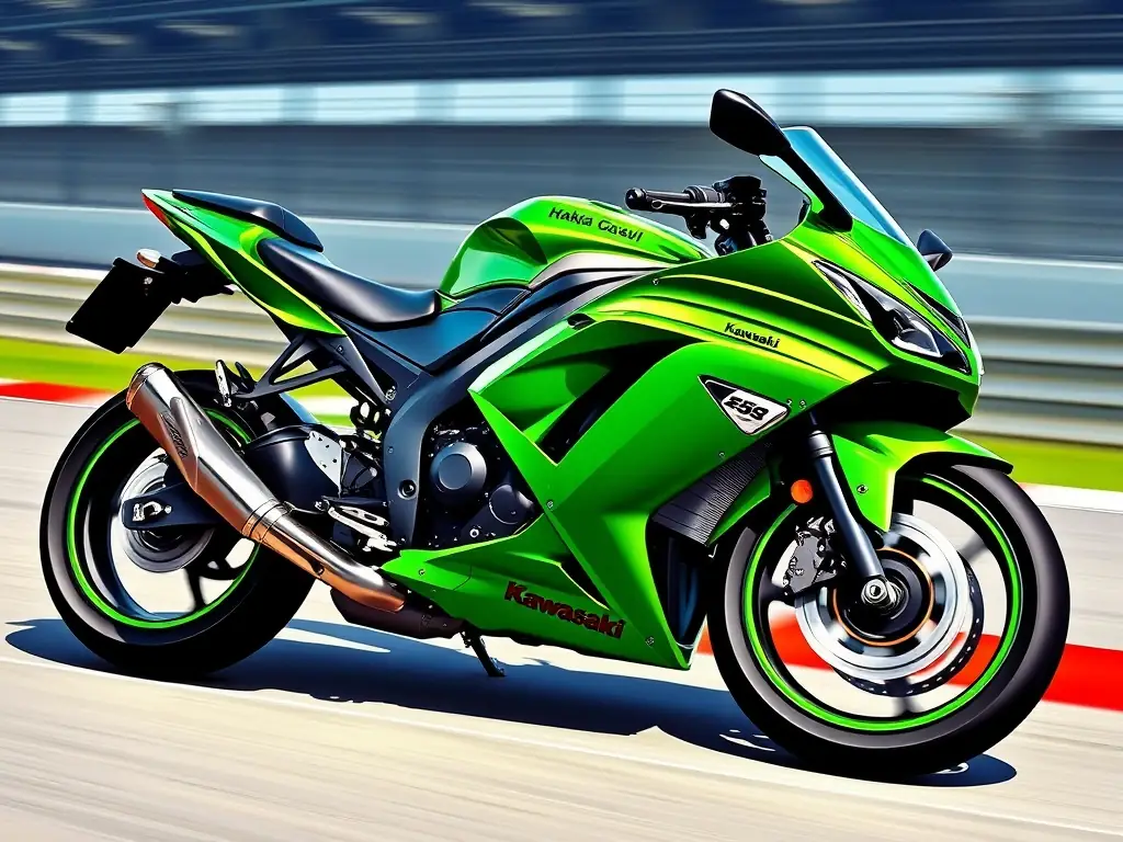 A Kawasaki Ninja 400 displayed in the Aprilia of Valdosta showroom, emphasizing its sporty design and accessible performance for new riders.